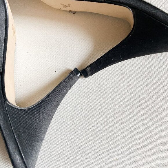 Vintage Fredric's Of Hollywood Black Satin Feather Accent Bedroom Heels 9 - Picture 11 of 11